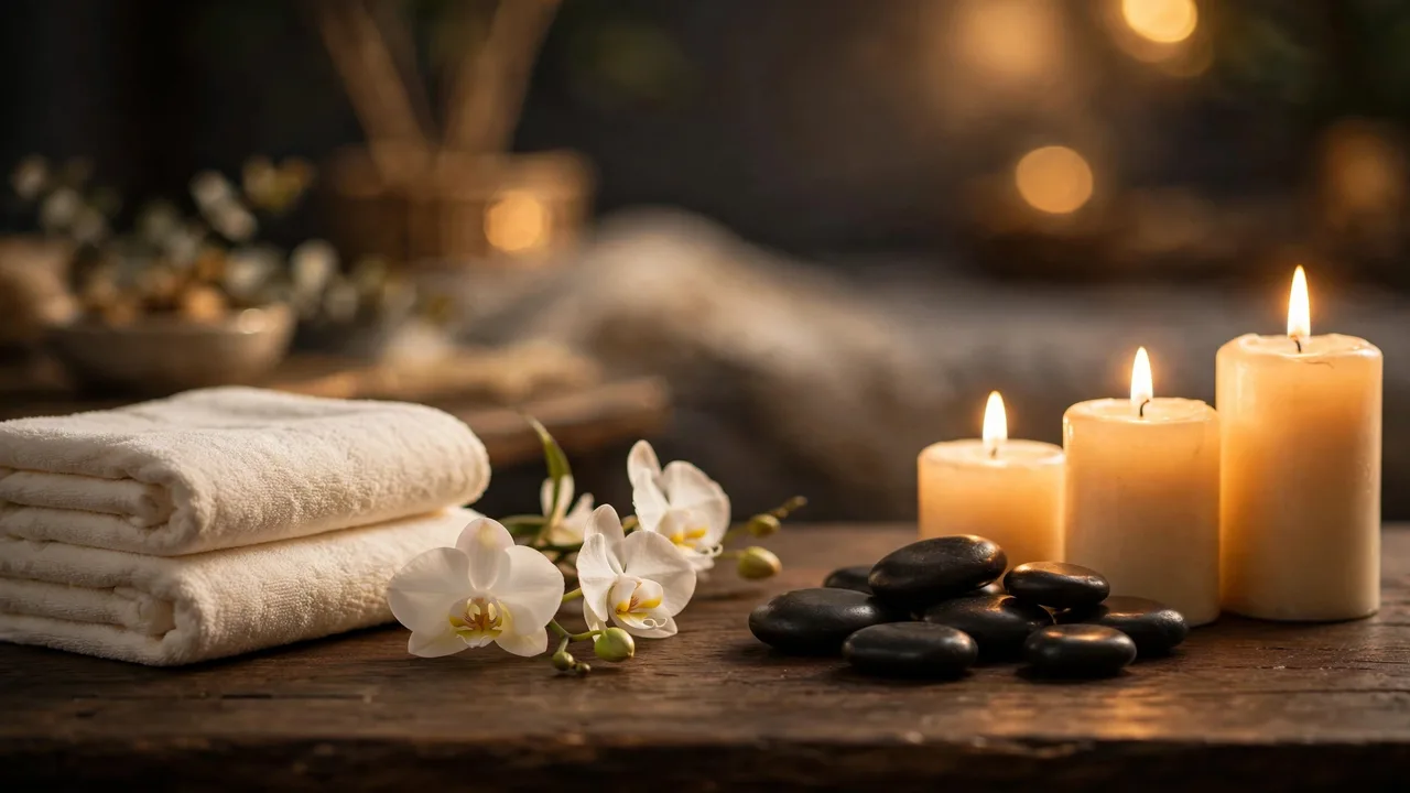 A relaxing foot and leg massage session in a calm spa room